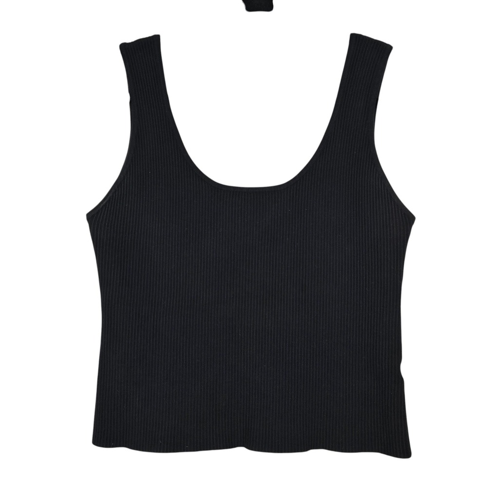 House of Harlow 1960ā Womens XL Black Ribbed Knit Scoop Neck Tank Top Sleeveless